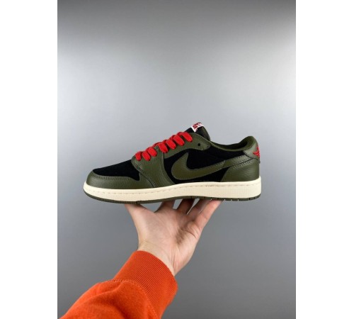 Чоловічі кросівки Nike Air Jordan 1 Low x Travis Scott black green