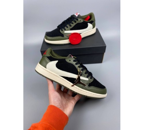 Чоловічі кросівки Nike Air Jordan 1 Low x Travis Scott black green