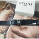 Женский черный кожаный ремень Celine 3 см пряжка  серебро