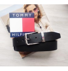 Кожаный мужской ремень Tommy Hilfiger черный