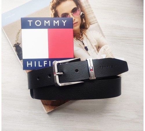 Кожаный мужской ремень Tommy Hilfiger черный