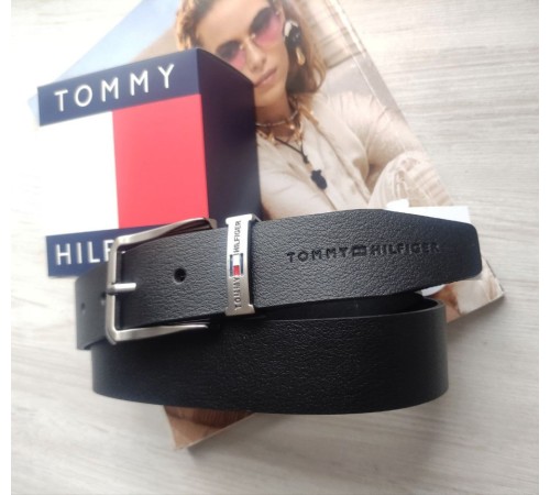 Кожаный мужской ремень Tommy Hilfiger черный