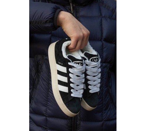 Зимові Adidas Campus Winter на хутрі  black\white