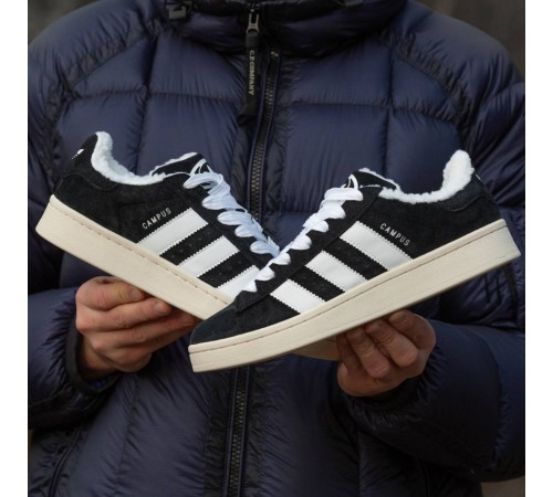 Зимові Adidas Campus Winter на хутрі  black\white