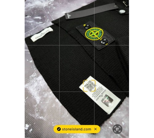 Мужской набор stone island черный шарф + шапка gu002-1