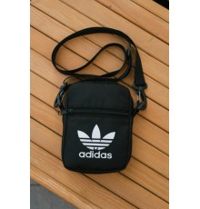 Барсетка чорна small Adidas білий логотип