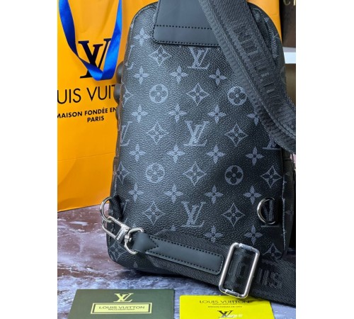 Мужская Сумка Louis Vuitton Avenue Sling Monogram Eclipse s040-2 Черный