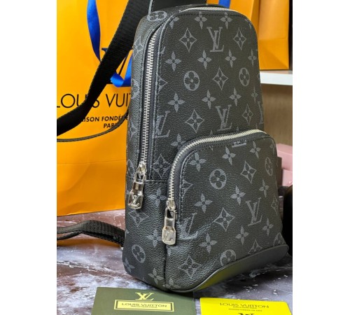 Мужская Сумка Louis Vuitton Avenue Sling Monogram Eclipse s040-2 Черный