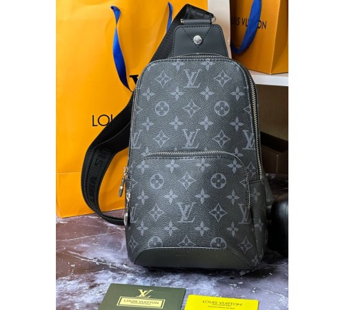 Мужская Сумка Louis Vuitton Avenue Sling Monogram Eclipse s040-2 Черный