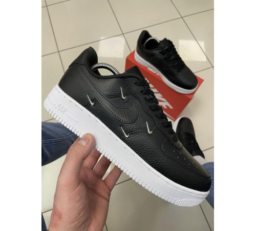 Кроссовки Nike Air Force VJ (Черные с белой подошвой)