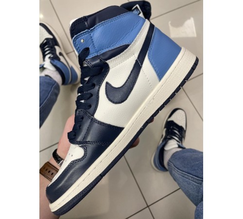 Кроссовки Nike Air Jordan 1 (blue / white) (ТОП качество)