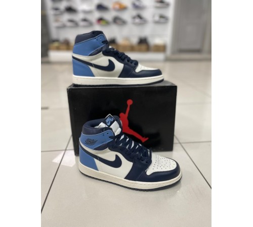 Кроссовки Nike Air Jordan 1 (blue / white) (ТОП качество)