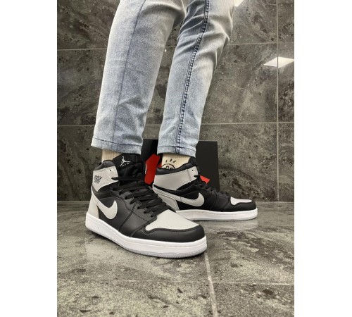 Кроссовки Nike Air Jordan 1 (серые, серый знак)