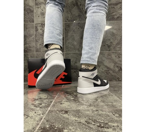 Кроссовки Nike Air Jordan 1 (серые, серый знак)