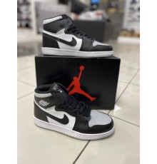 Кроссовки высокие Nike Air Jordan 1 (black white gray)