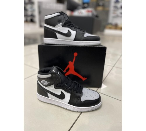 Кроссовки высокие Nike Air Jordan 1 (black white gray)