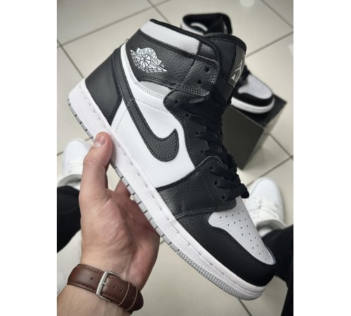 Кроссовки высокие Nike Air Jordan 1 (black white gray)