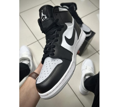 Кроссовки высокие Nike Air Jordan 1 (black white gray)