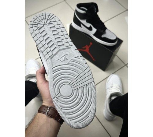 Кроссовки высокие Nike Air Jordan 1 (black white gray)