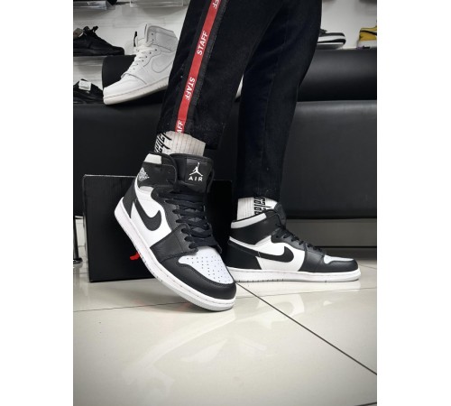 Кроссовки высокие Nike Air Jordan 1 (black white gray)