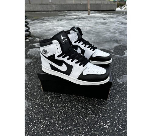 Кроссовки высокие Nike Air Jordan 1 (white / black)