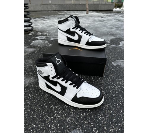 Кроссовки высокие Nike Air Jordan 1 (white / black)