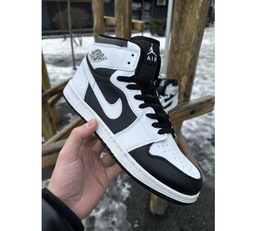 Кроссовки высокие Nike Air Jordan 1 (white / black)