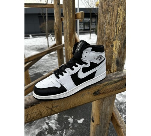 Кроссовки высокие Nike Air Jordan 1 (white / black)