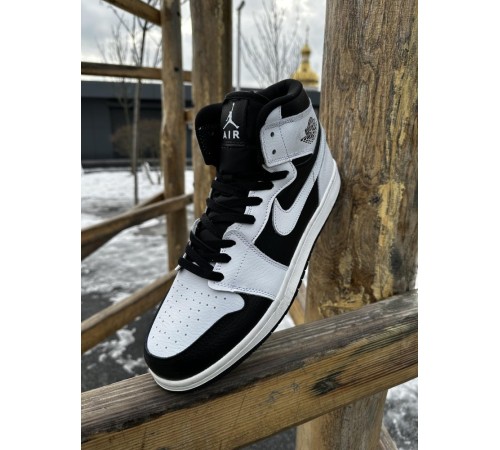 Кроссовки высокие Nike Air Jordan 1 (white / black)