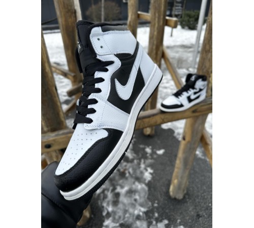 Кроссовки высокие Nike Air Jordan 1 (white / black)