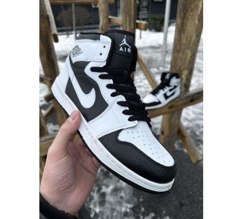 Кроссовки высокие Nike Air Jordan 1 (white / black)