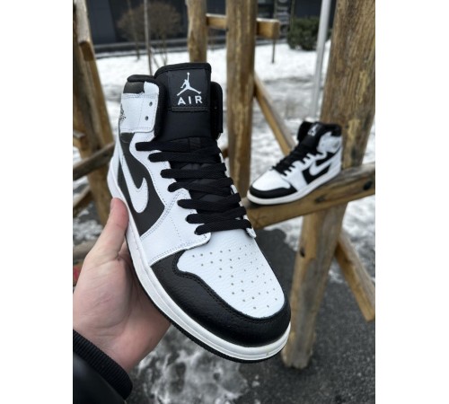 Кроссовки высокие Nike Air Jordan 1 (white / black)