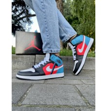 Кроссовки Nike Air Jordan 1 (белый\красный\синий\голубой)