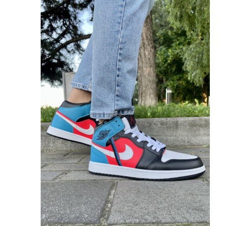 Кроссовки Nike Air Jordan 1 (белый\красный\синий\голубой)