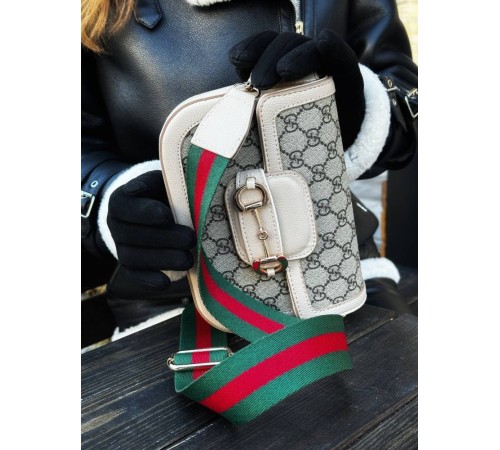 Жіноча сумка Gucci Horsebit biege  LUX