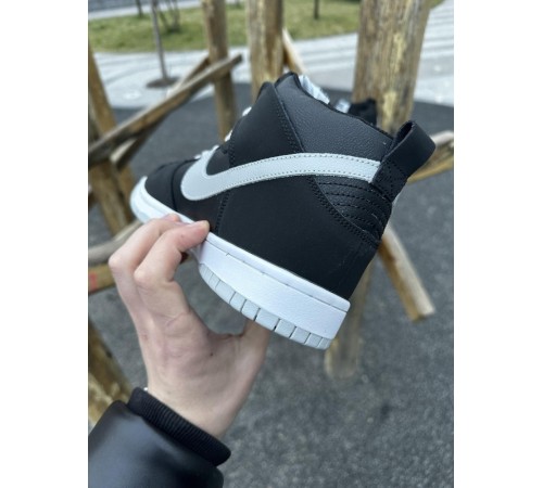 Кроссовки высокие Nike SB Dunk (черные с серым)