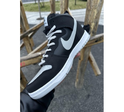 Кроссовки высокие Nike SB Dunk (черные с серым)