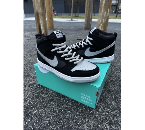 Кроссовки высокие Nike SB Dunk (черные с серым)