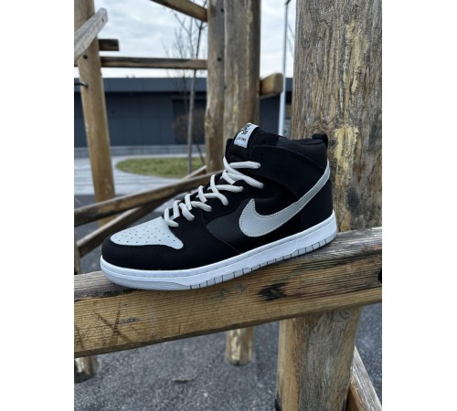 Кроссовки высокие Nike SB Dunk (черные с серым)