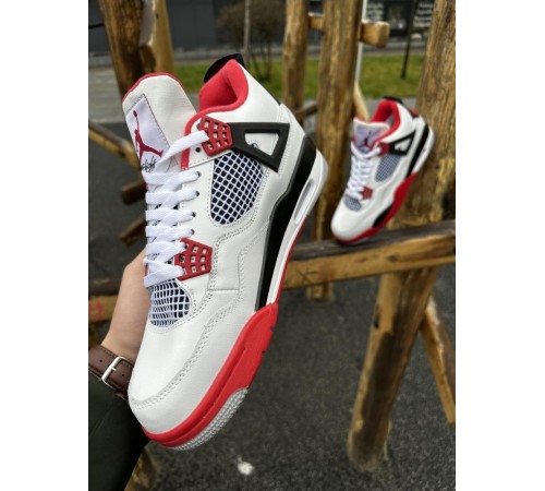 Зимние кроссовки Nike Air Jordan 4 Retro ЛІЦЕНЗІЯ (white / red)