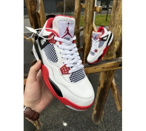 Зимние кроссовки Nike Air Jordan 4 Retro ЛІЦЕНЗІЯ (white / red)