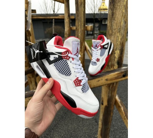 Зимние кроссовки Nike Air Jordan 4 Retro ЛІЦЕНЗІЯ (white / red)