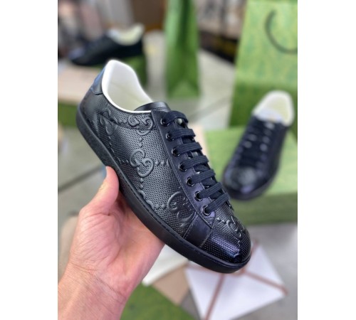 Кроссовки Gucci Ace с тиснением GG черные ob385