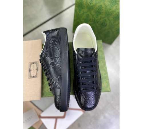 Кроссовки Gucci Ace с тиснением GG черные ob385