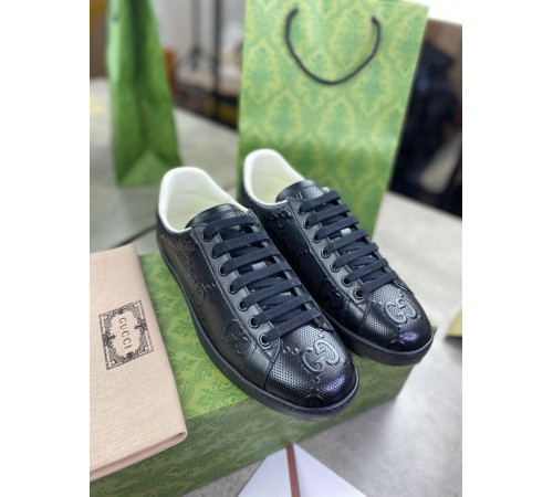 Кроссовки Gucci Ace с тиснением GG черные ob385