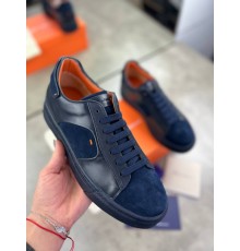 Кроссовки Santoni Blue из натуральной кожи ob389