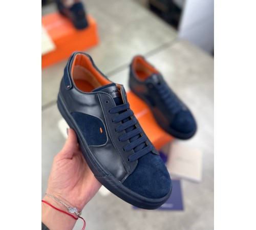 Кроссовки Santoni Blue из натуральной кожи ob389