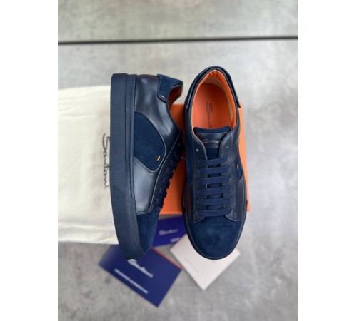 Кроссовки Santoni Blue из натуральной кожи ob389