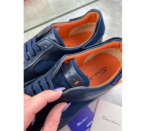 Кроссовки Santoni Blue из натуральной кожи ob389