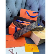 Ремень коричневый Louis Vuitton Initiales Damier Ebene r118